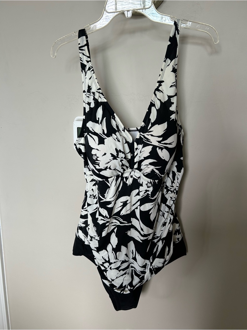 Black and White Floral One-Piece Swimsuit